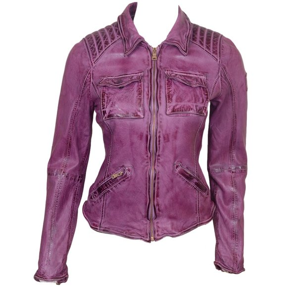 Women's Leather Hot Pink Biker Jacket